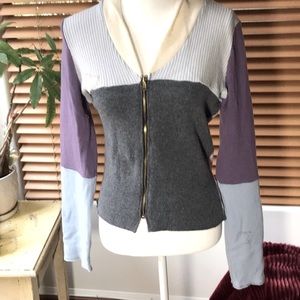 Cashmere multi color zip sweater